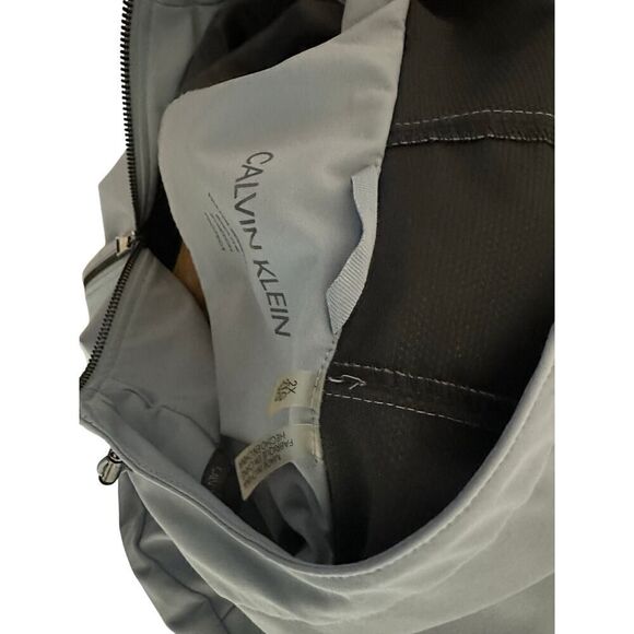 Calvin Klein Women’s 2X Light Blue Water Resistant Hooded Full ZIP Rain Jacket - Picture 5 of 5